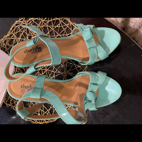 Color block teal wedges - Picture 2 of 6